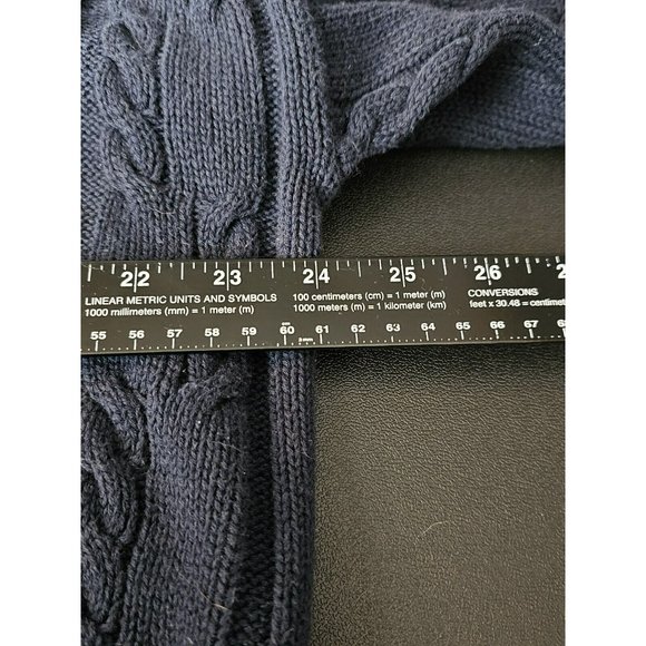 Chaps Ralph Lauren Vintage Chunky Cable Knit Sweater Men's 2XL Blue 90s Crown‎ - Picture 7 of 9